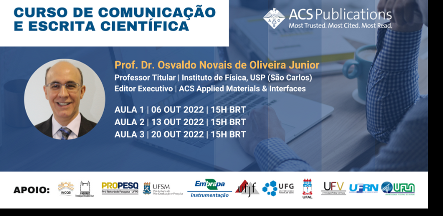 CURSO GRATUITO DE COMUNICAÇÃO E ESCRITA CIENTÍFICA 2022 (ACS/UFOP) - banner