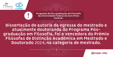 Dissertação vencedora de premio de filosofia